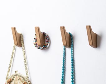 Gancho de pared de madera maciza de roble, percha de madera natural hecha a mano para bolsos, abrigos y toallas.