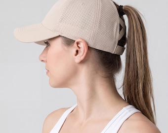 Gorra de béisbol para mujer con coleta, gorra deportiva de malla transpirable, gorra ajustable para correr al aire libre.