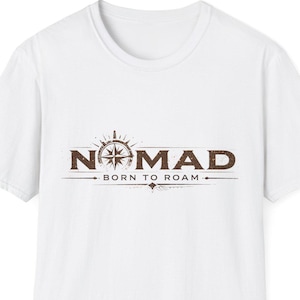 Nomad Compass Born to Roam T-shirt | Travel Adventure-T-shirt afbeelding 1