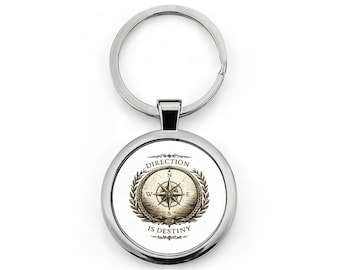 Compass Globe Emblem Runder Edelstahl Schlüsselbund | Richtung ist Bestimmung