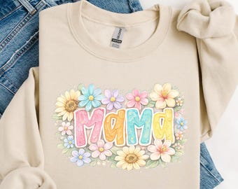 Mama Floral PNG, Pastel Flower Shirt Design (Digital Download)