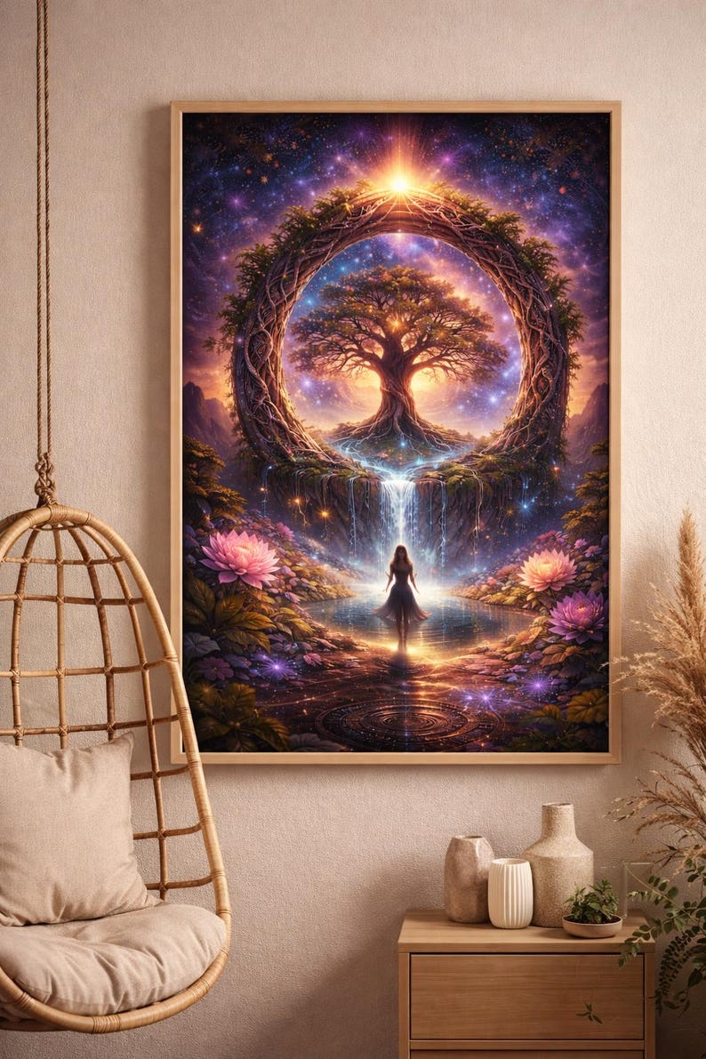 Tree of Life Portal Wall Art Printable, Mystical Fantasy Landscape ...