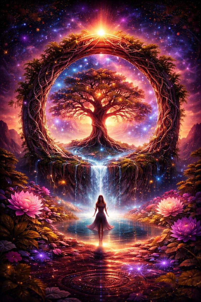 Tree of Life Portal Wall Art Printable, Mystical Fantasy Landscape ...