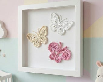 Crochet Butterfly Applique Pattern – Amigurumi Motif for Cards, Clothes, Decorations (PDF)