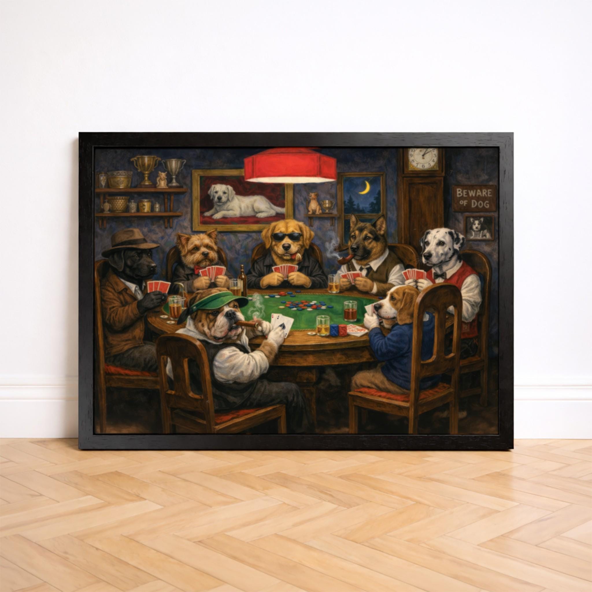 Tableau, Impression Sur Toile - Chiens jouant au poker - Un