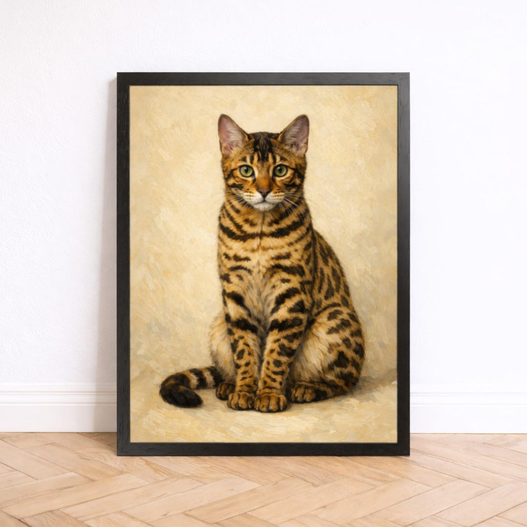 Bengal Cat Poster, Bengal Art Print, Cat Art Print, Pet Portrait ...