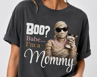Mummy Shirt, Funny Halloween Mom Tee, Spooky Mama Coffee Graphic T-Shirt, Halloween Outfit, Gift for Mom