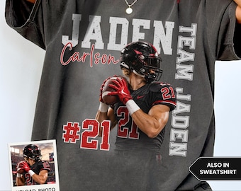 Custom Player Photo Shirt, Personalized Football Shirt, Player Name and Number Tee, Custom Team Shirt, Football Mom Gift
