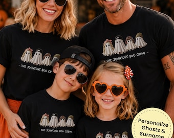 Personalized Family Halloween Shirt, Custom Boo Crew Ghost Tee, Matching Family Halloween Shirts, Custom Family Name Shirt