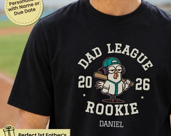Camiseta personalizada para o primeiro Dia dos Pais, camiseta de novato da liga, presente para o novo papai.