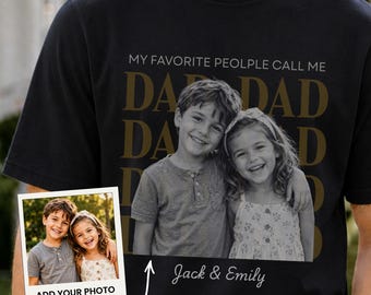 Camiseta personalizada com foto do papai | Camiseta vintage personalizada com foto dos filhos | Presente de Dia dos Pais | Camiseta com nome personalizado
