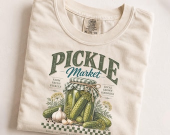 Vintage Pickle Shirt, Farmers Market T-Shirt, Pickle Lover Gift, Retro Food Graphic Tee, Pickle Jar Shirt, Comfort Colors® Tee