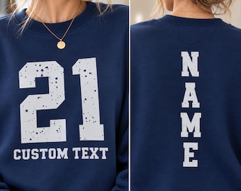 Personalized Football Sweatshirt, Custom Name and Number Crewneck, Football Mom Sweatshirt, Custom Football Shirt, Game Day Sweatshirt