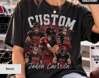 Custom Football Player Photo Shirt, Personalized Name and Number Tee, Football Mom Dad Shirt, Team Spirit Shirt, Football Player Gift