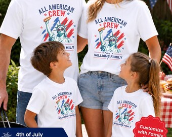Camisetas familiares para el 4 de julio personalizadas con nombre a medida / Camisetas patrióticas a juego
