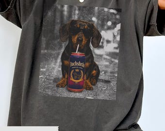 Camiseta retrô com estampa de dachshund e cerveja, camiseta vintage grunge com estampa de cachorro salsicha, camiseta unissex para amantes de cães, presente divertido para pets