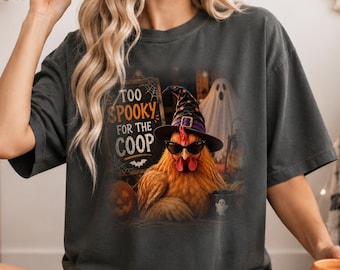 Halloween Chicken Shirt, Funny Chicken Halloween Tee, Spooky Farm Shirt, Witch Chicken Graphic Tee, Chicken Lover Halloween Gift