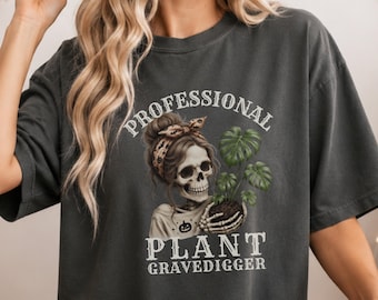Plant Lady Halloween Shirt, Spooky Plant Shirt, Skeleton Plant Lady Tee, Plant Gravedigger Shirt, Botanical Halloween Gift for Plant Lovers