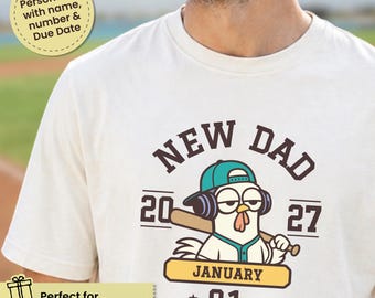 Camiseta personalizada para anunciar a gravidez do novo papai, com a data prevista para o parto. Presente perfeito para o papai de primeira viagem.