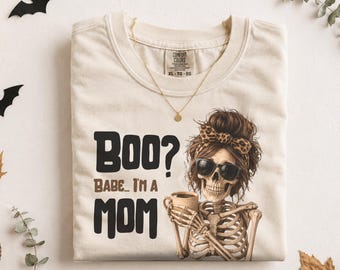Skeleton Mom Shirt, Spooky Mama Halloween Tee, Funny Coffee Mom Graphic T-Shirt, Halloween Gift for Mom