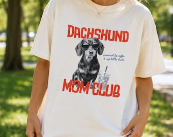 Camiseta do Clube das Mães de Dachshund, Camiseta para Mães de Cachorros com Estampa de Café, Camiseta Vintage com Estampa de Cachorro Salsicha, Presente para Amantes de Dachshund