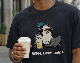 Funny Remote Work Shirt Beer Lover Comfort Colors Graphic Tee