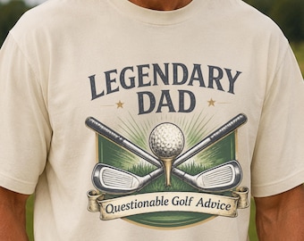 Camiseta de golfe "Pai Lendário" | Camiseta para Pai Golfista | Presente de Dia dos Pais para Golfistas | Camiseta Divertida para Pai Golfista | Presente para Pai Amante de Golfe