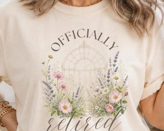 Camiseta de aposentadoria feminina, oficialmente aposentada em 2026, camiseta floral com estampa, presentes de aposentadoria para mulheres.