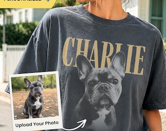 Camiseta personalizada com foto do seu pet, camiseta com retrato do seu cachorro e nome, camiseta personalizada com foto do seu cachorro, camiseta em homenagem ao seu pet, presente para amantes de animais de estimação