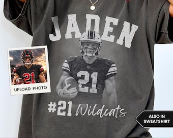 Personalized Football Player Shirt, Custom Football Photo Shirt, Name and Number Football Tee, Custom Team Shirt, Football Player Gift