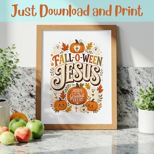 Fall-o-ween Jesus Greatest Treat Digital Download - Christian Halloween Pumpkins PNG File