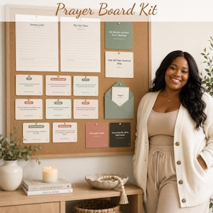 Prayer Board Kit Printable, Scriptural Headers with Bible Verses, Biblical Topics, Yearly & Monthly Goals Worksheets PDF