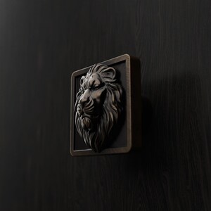 Bronze Cabinet Knob, Square Sleeping Lion Kitchen Hardware in Five Metals