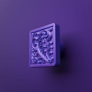 Dark Lilac Square Acanthus Scroll Wardrobe Cabinet Knob