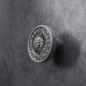 Silver Cabinet Knob, Round Sunburst Aluminum Hardware, Enhet Compatible