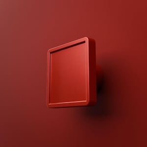 Red Cabinet Knob, Small Square Minimalist Dresser Hardware, Four Sizes Seven Colours