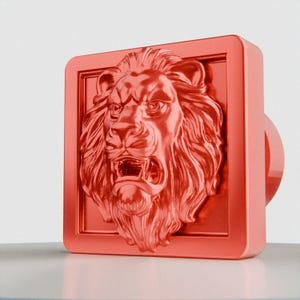 Roaring Lion Cabinet Knob — Palazzo Square — Candy Red