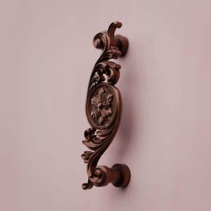 Copper Cabinet Handle, Round Rosette Medallion, Idanas Compatible