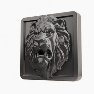 Titanium Gray Square Lion Gothic Dresser Knob