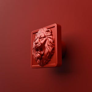 Red Cabinet Knob, Square Roaring Lion Dresser Hardware in Seven Colours