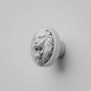 White Round Lion Head Nightstand Drawer Knob