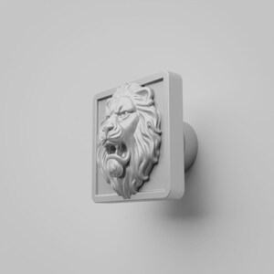 Lion Cabinet Knob, White Square Vanity Dresser Hardware