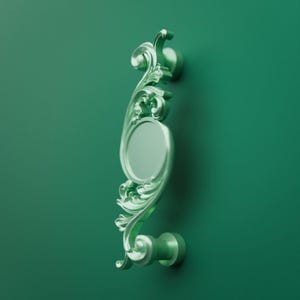 Emerald Green Drawer Pull, Cartouche Cabinet Hardware, Hurdal Compatible