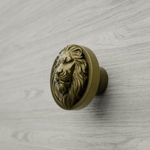 Brass Cabinet Knobs, Round Sleeping Lion Malm Compatible Dresser Hardware