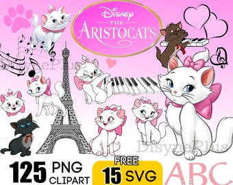 Aristocrats PNG, Aristocats SVG, Aristocats Clipart stickers, Marie SVG, Cat Svg png Bundle Marie Music Eiffel tower, Cricut & Shirt Designs