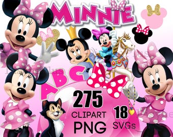 Minnie PNG Cut File, Clipart, Minnie Mouse Svg Bundle, Minnie Birthday 2026 Cartoon Poster Font Letters Digital Download Kids Tshirt Design