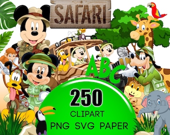 Mickey Safari Png Birthday Cut Files For Cricut, Clipart, Digital Papers, Jungle Animal Kingdom svg, 2026 Disney Wild Trip Shirt Cake Topper