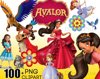 Elena Sofia Clipart Bundle, Avalor Digital Download Cartoon Cliparts for Sublimation, Elena of Avalor Movie Themed Birthday Invitations 2026