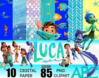 Luca Movie Png Pattern Clipart Birthday Party Cake Topper, Silenzio Bruno Printable Movie Decor Sublimation Shirt Designs Invitation 2026