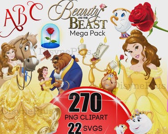 Pacote de arquivos SVG da Bela e a Fera, arquivos SVG da Bela para Cricut e Silhouette, clipart para camisetas, decoração de bolo de aniversário, princesa para viagem à Disneylândia